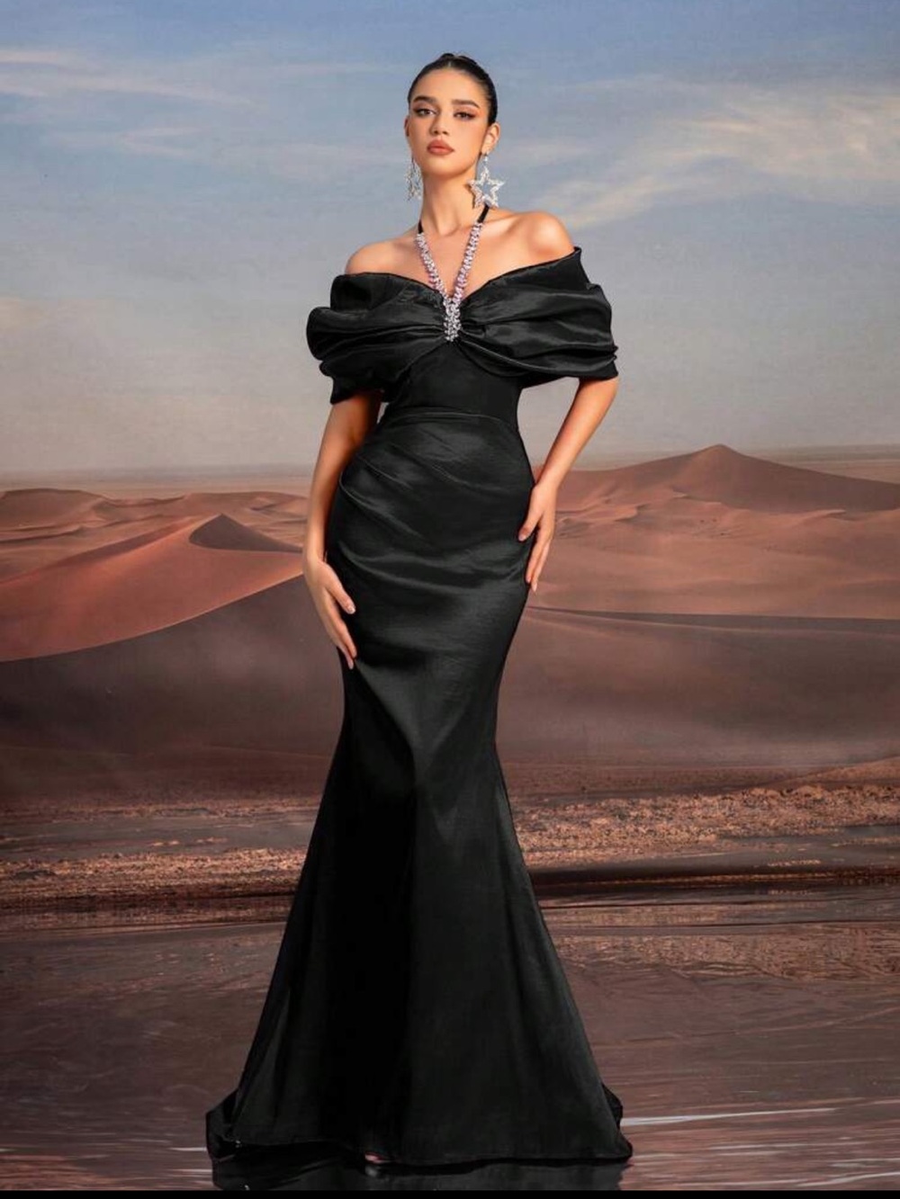Elegant Off-Shoulder Evening Gown